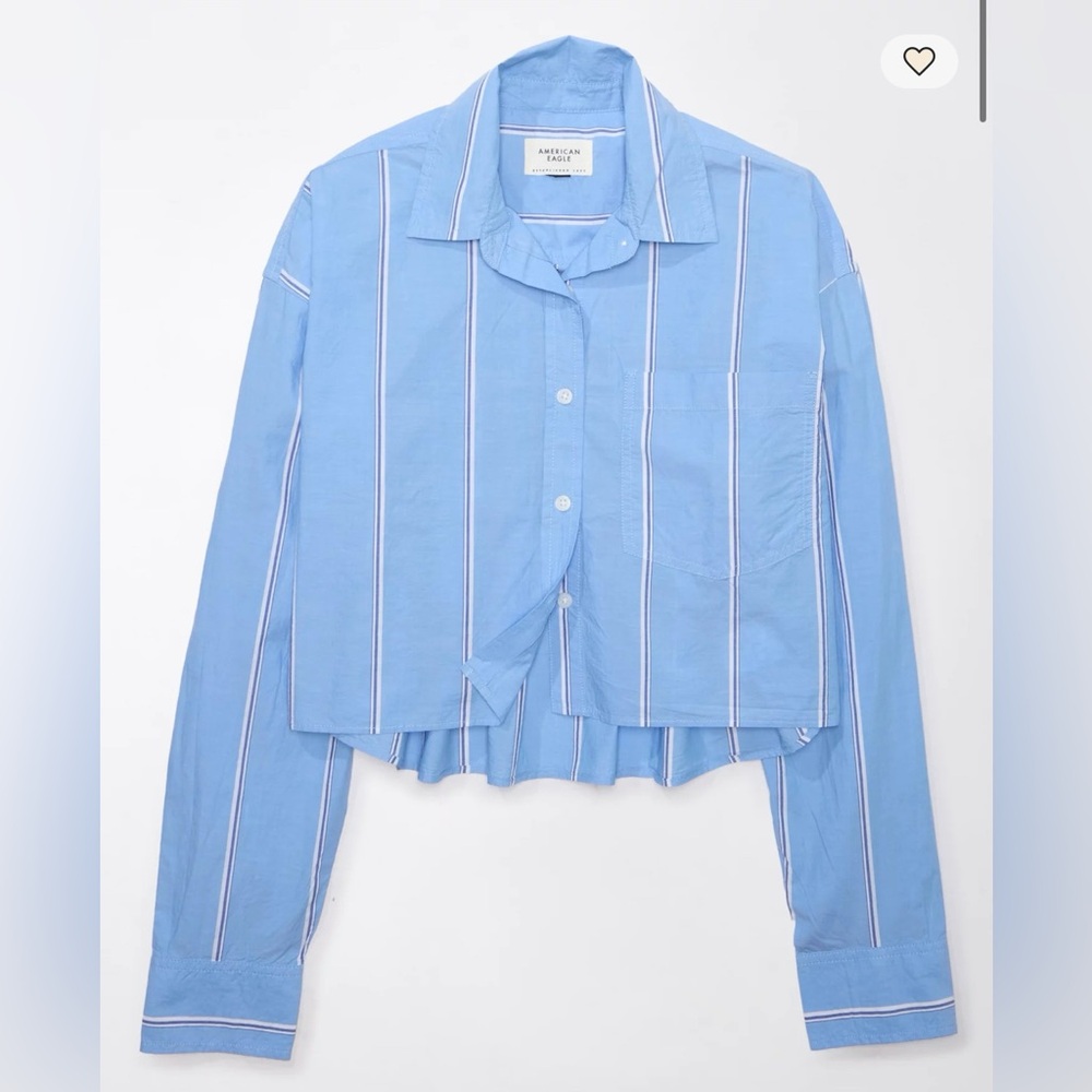 American Eagle Cropped Perfect Button-Up Shirt (Size S) 100% Cotton